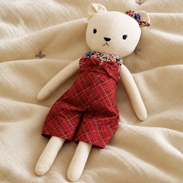 RỪNG HANDMADE - Misa Bear in Red Gingham Jumpsuit