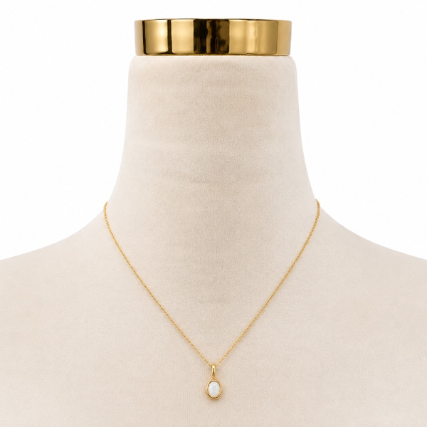 ROUGE - 18K Gold Plated Necklace With Single Pearl Pendant