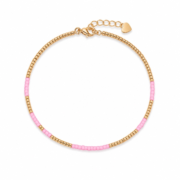 HUMANITY HANOI -  Pink & 24K Gold Plated Bead Bracelet