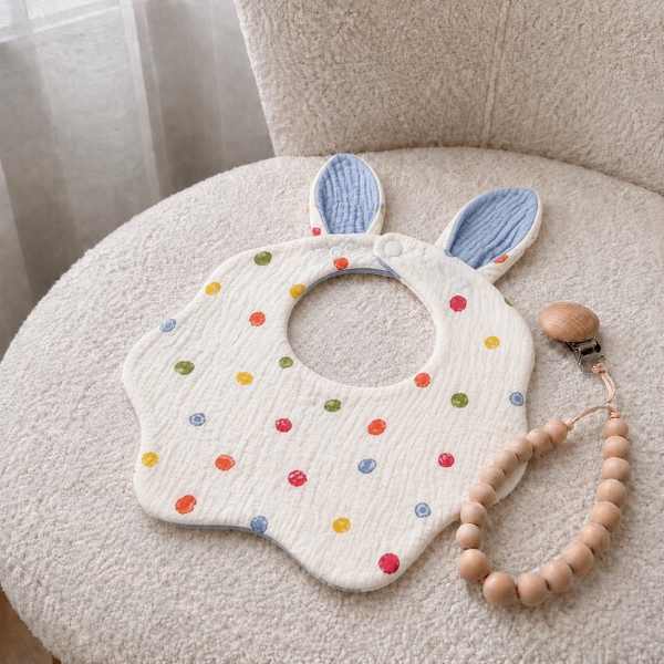 KID & BABY - Muslin Bunny Bib in Colorful Dot
