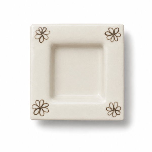 BAT TRANG - Ceramic Square Sauce Bowl in Brown Floral