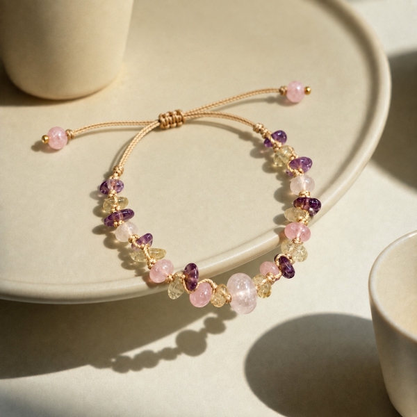 MERAKI TOWN - Niwa Bracelet in Amethyst, Rose Quartz, Citrine
