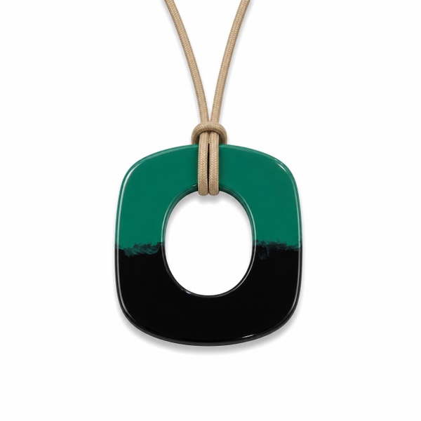 AZIET -  Buffalo Horn & Lacquer Necklace In Green & Black