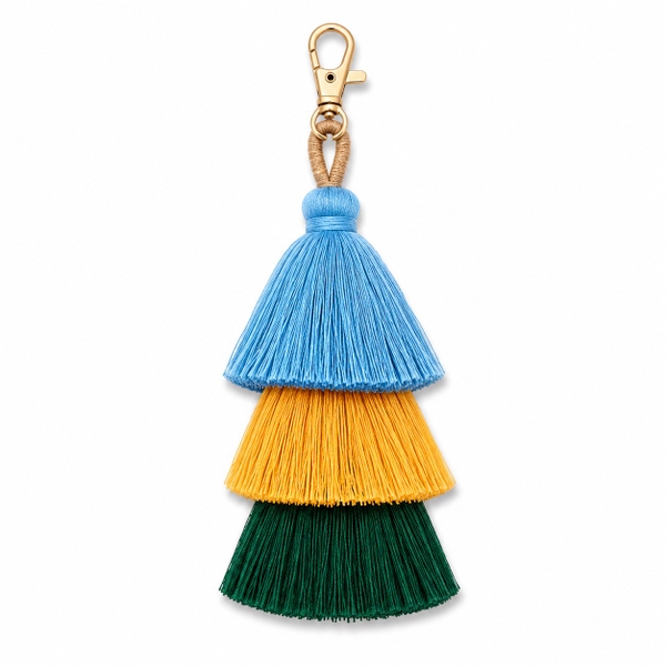 Handmade Tassel Charm in Blue, Yellow and Green