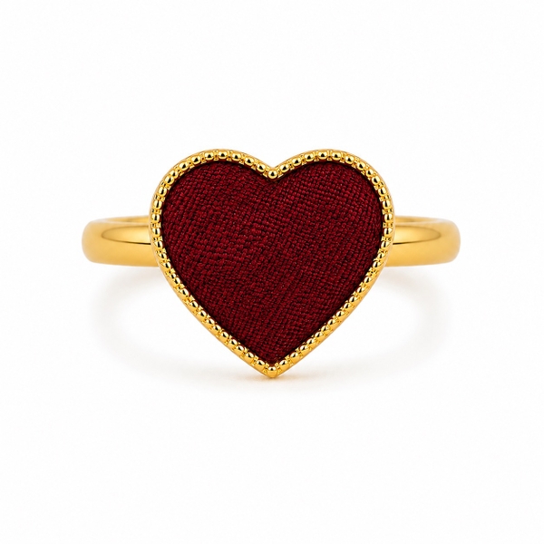MỘC SAN - 16K Gold Plated & Silk Ring in Burgundy Heart
