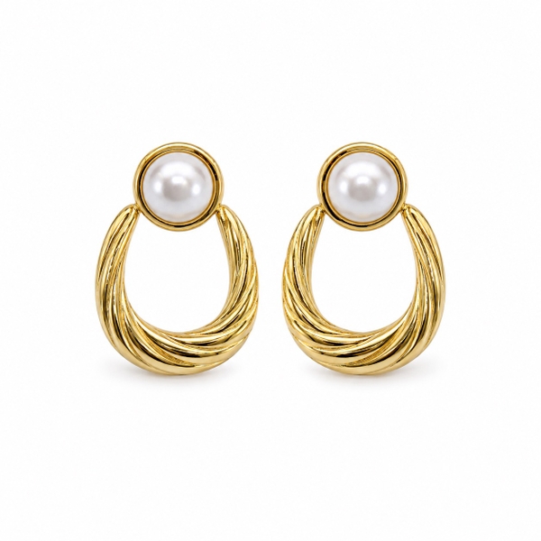 MIALIE - 18K Gold Plated Pearl Twisted Earrings