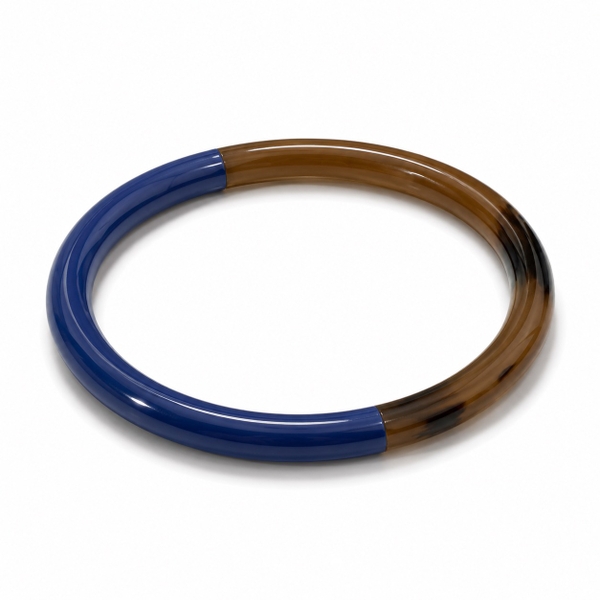 AZIET - Buffalo Horn & Lacquer Round Bracelet in Navy