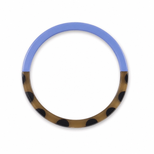 AZIET - Buffalo Horn & Lacquer Slim Bracelet in Baby Blue & Leopard