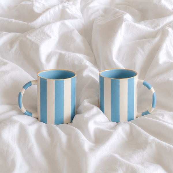 BÁT TRÀNG CERAMIC - Striped Mug in Blue