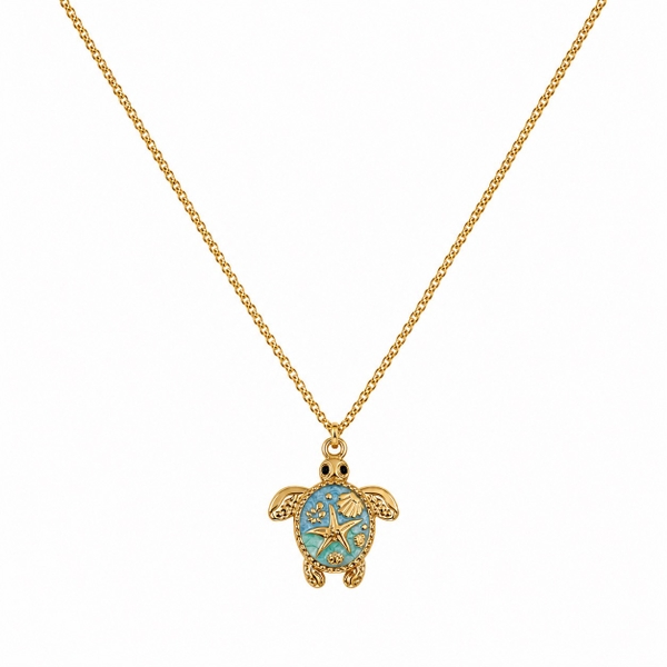 ROUGE - 18K Gold Plated Necklace With Turtle Pendant