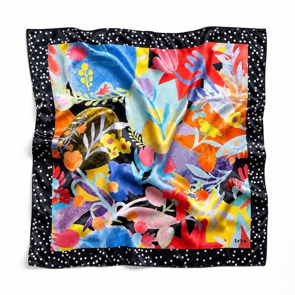 LY VU -  ‘Palette D'Ete’ Silk Carre Scarf