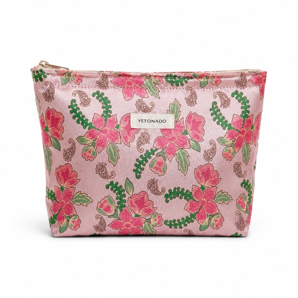 Make Up Purse - Pink Flower & Fern Leaf