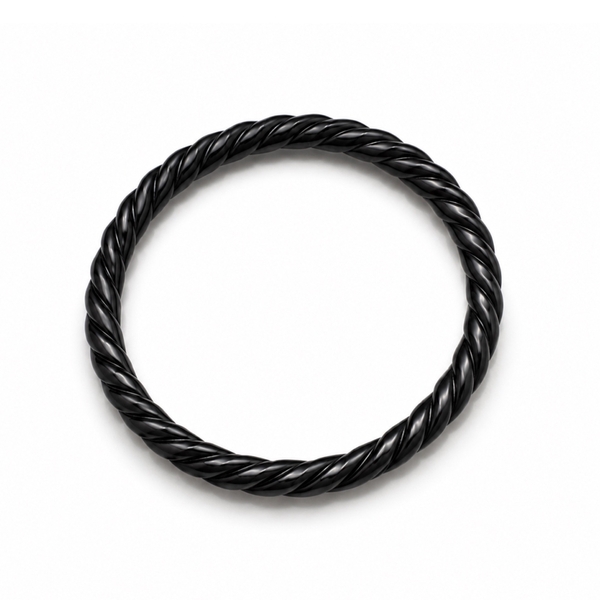 AZIET -  Buffalo Horn & Lacquer Twisted Round Bracelet in Black