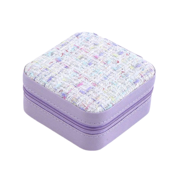 Square Jewelry Box In Lilac With Colorful Tweed