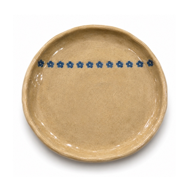 LINDO CRAFTS - Ceramic Plate in Brown With Tiny Flower