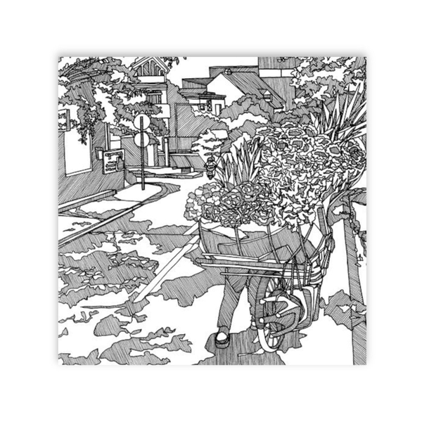 Line Study Studio - ‘Flower Seller With Background' Art Print