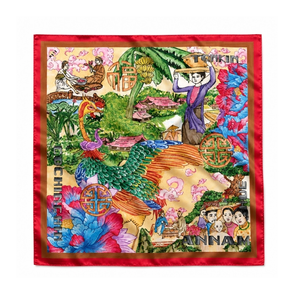 LY VU -  ‘Vietnam Indochina’ Silk Carre Scarf