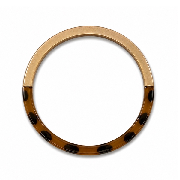 AZIET - Buffalo Horn & Lacquer Slim Bracelet in Gold & Leopard