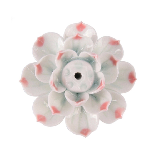 BAT TRANG - Ceramic Lotus Incense Holder In White