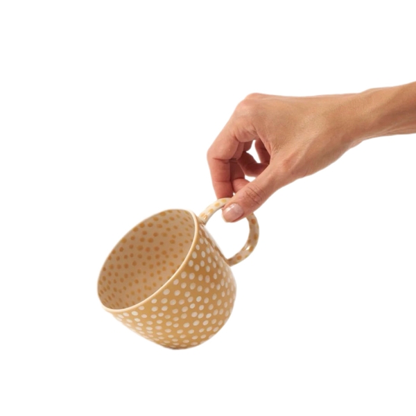 BAT TRANG - Ceramic Short Mug In Mustard Sprinkle