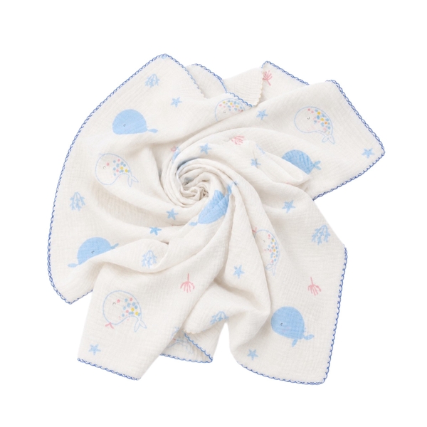 Muslin Blanket For Babies - Blue Whale