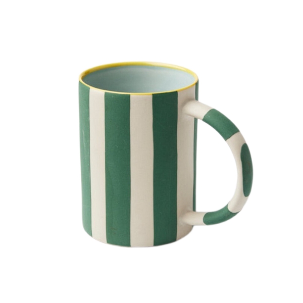 BAT TRANG - Ceramic Striped Mug in Green