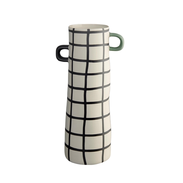 BAT TRANG -  Ceramic Tall Checked With Black & Green Handle