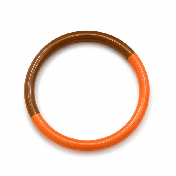 AZIET -  Buffalo Horn & Lacquer Round Bracelet in Orange
