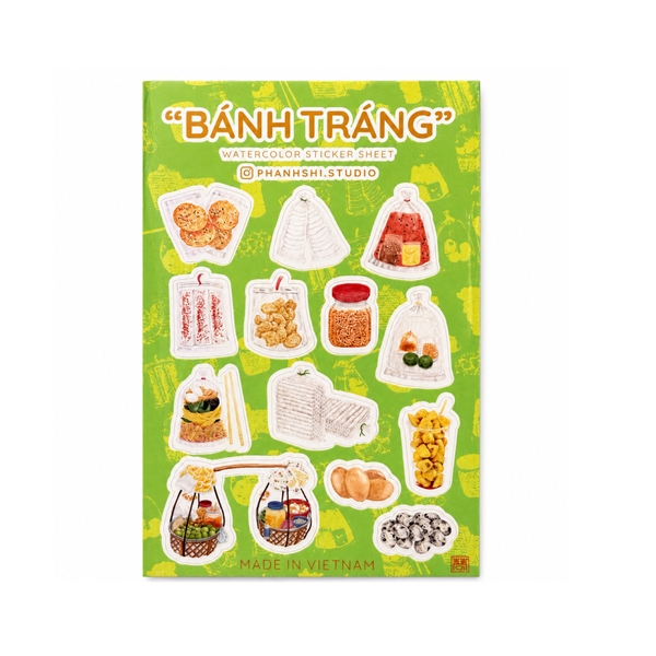 PHANHSHI STUDIO - ‘Bánh Tráng’ Watercolor Sticker Sheet