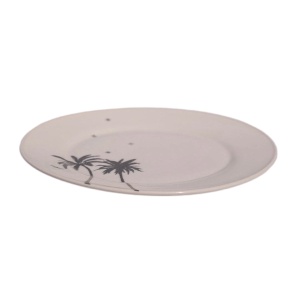 BAT TRANG - Ceramic Palm Tree Plate In Ivory