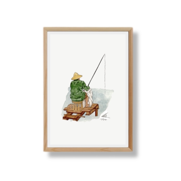 LAURIE DRAWS - 'Fisherman' Framed Art Print