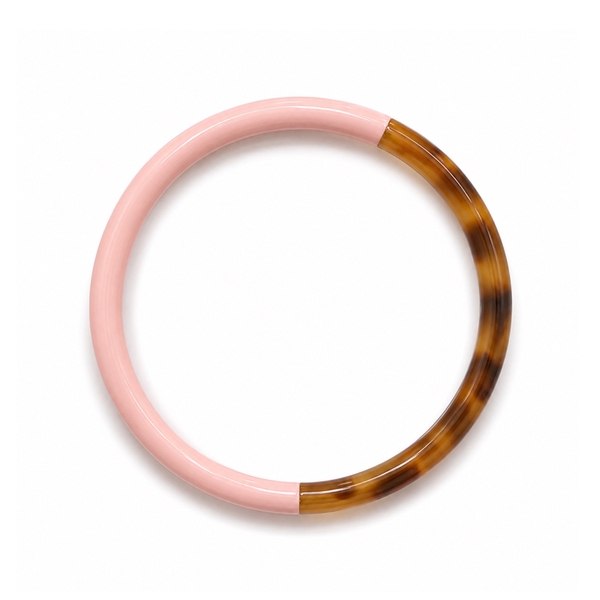 AZIET -  Buffalo Horn & Lacquer Round Bracelet in Light Pink & Leopard