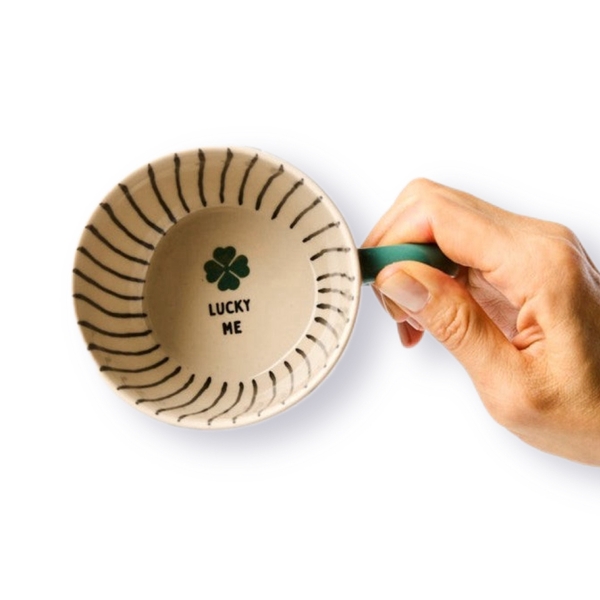 BAT TRANG - Ceramic Short Mug In Green Clover