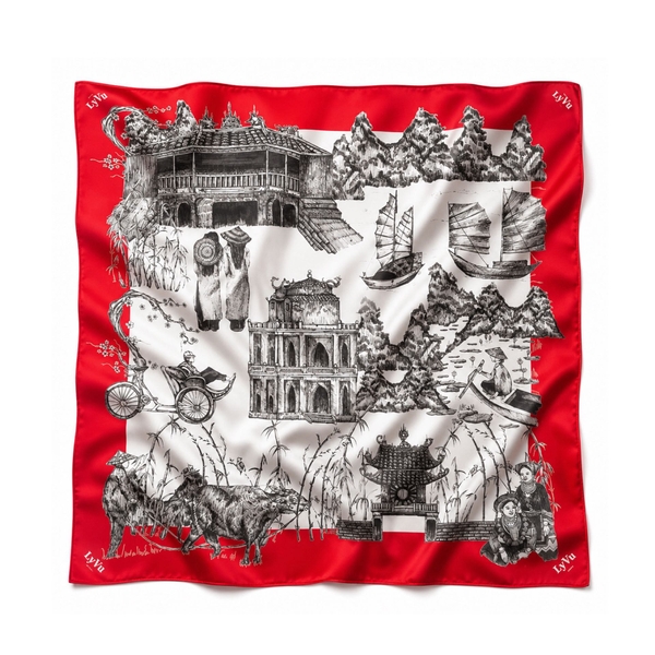 LY VU -  ‘Vietnam Heritage’ Silk Carre Scarf