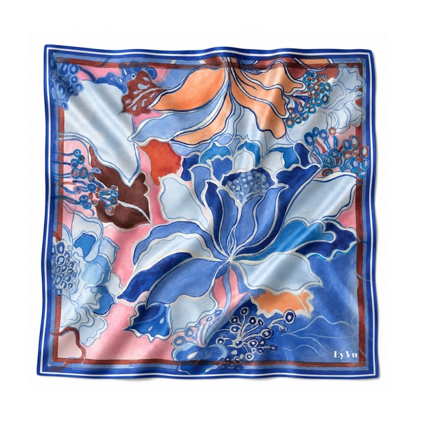 LY VU -  ‘Flower Fantasy No.2’ Silk Carre Scarf