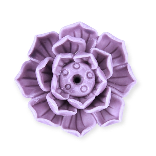 BAT TRANG - Ceramic Lotus Incense Holder In Lilac