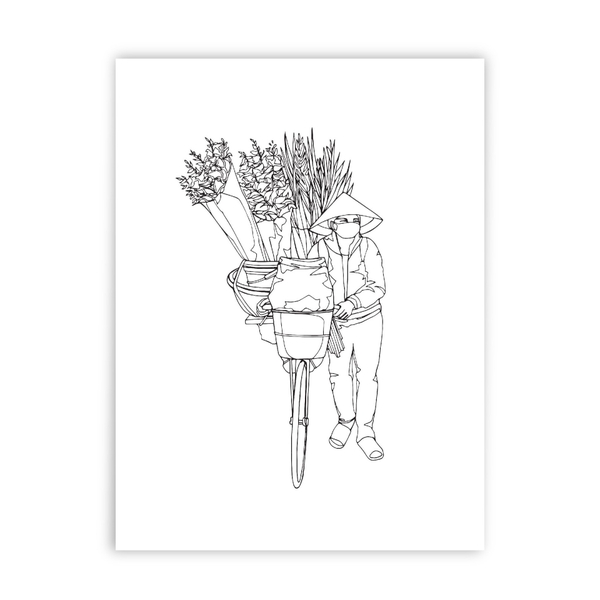 Line Study Studio - ‘Flower Seller B&W' Art Print