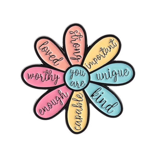 ENAMEL PIN - Affirmation Flower In Coloful