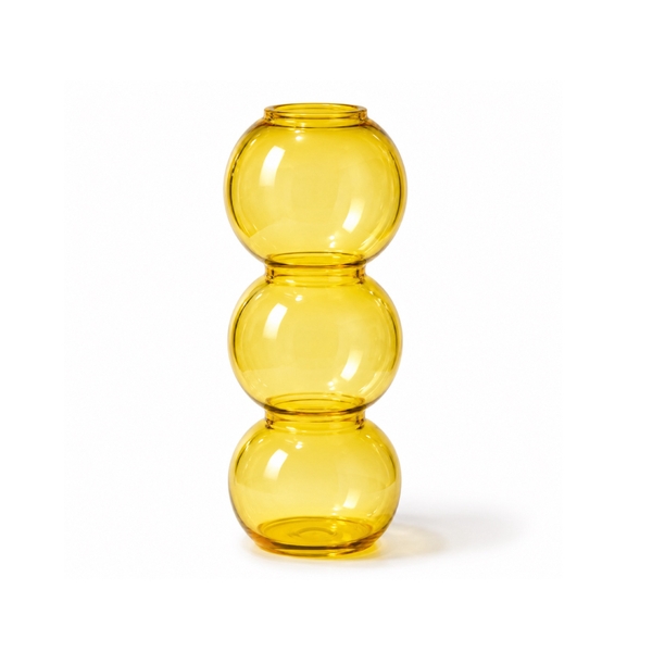 Short Bubble Glass Vase in Yellow