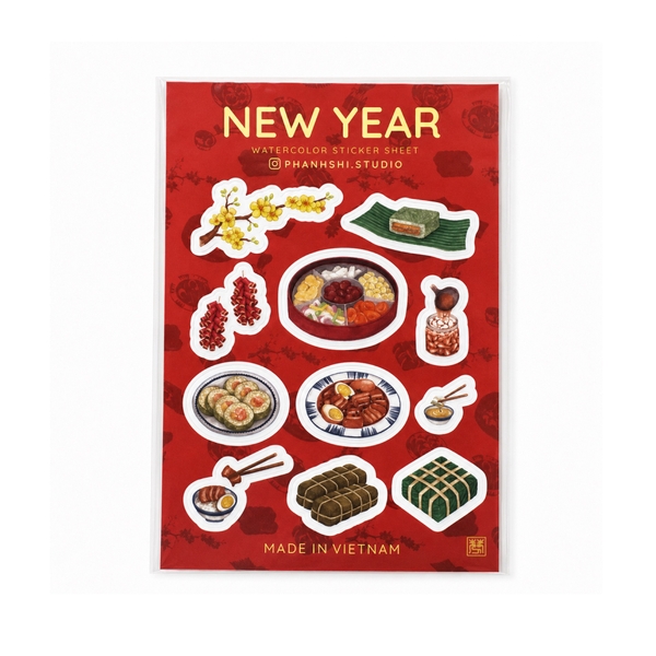 PHANHSHI STUDIO - ‘New Year’ Watercolor Sticker Sheet