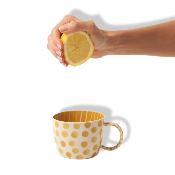 BAT TRANG - Ceramic Short Mug Mustard Polka Dot