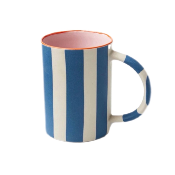 BAT TRANG - Ceramic Striped Mug in Navy