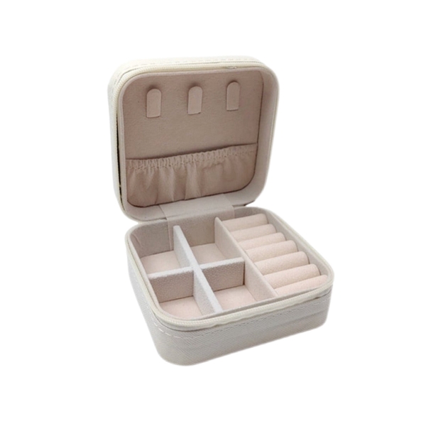 Square Jewelry Box In White With Colorful Tweed