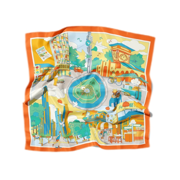 LA'ARTISAN - 'Sài Gòn Phố - Saigon Street' Double-Sided Square Scarf