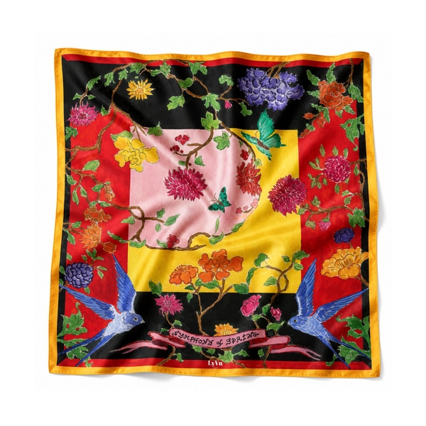 LY VU -  ‘Symphony Of Spring’ Silk Carre Scarf