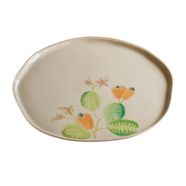BAT TRANG - Ceramic Large Round Plate in Pumpkin