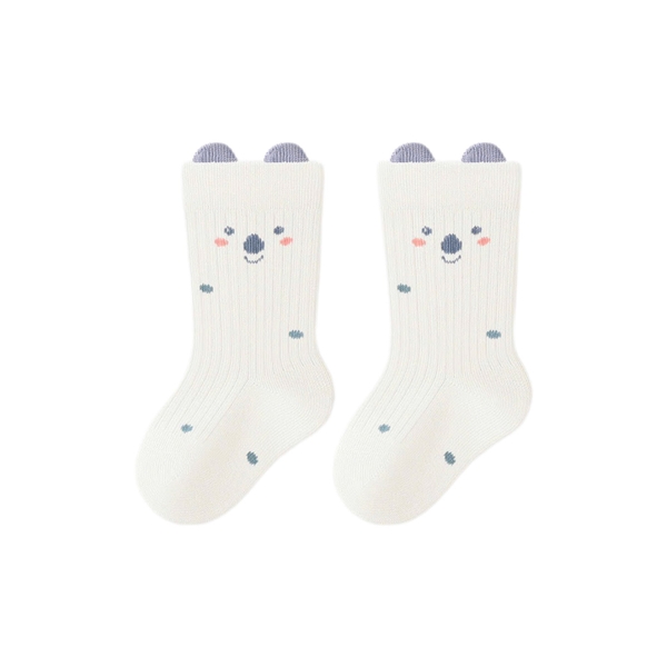 BABY CREW SOCKS - White Bear With Blue Dot
