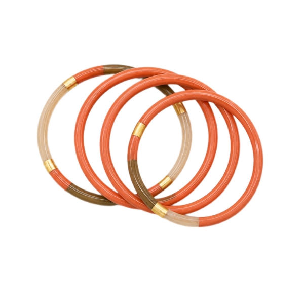 AZIET -  Buffalo Horn & Lacquer Set Bracelet in Salmon