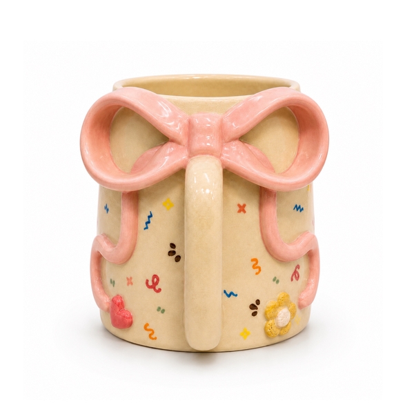 MEOW POTTERY - Ceramic Mug With Pink Bow Handle