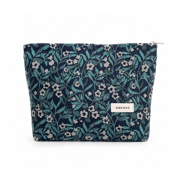 Make Up Purse - Tiny Flower In Teal